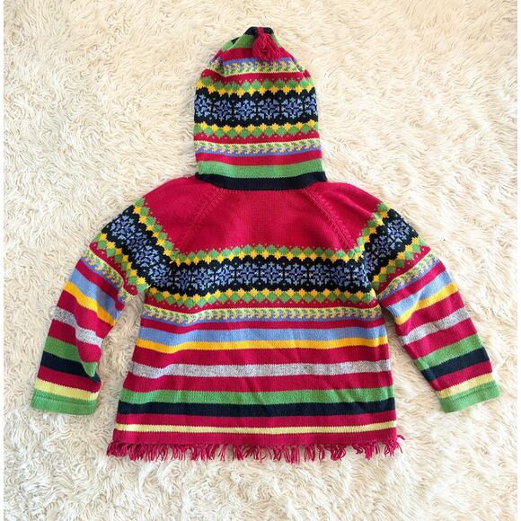 Hanna Andersson Christmas Holiday Hooded Tassel Sweater size 120 6/7 - Picture 6 of 10